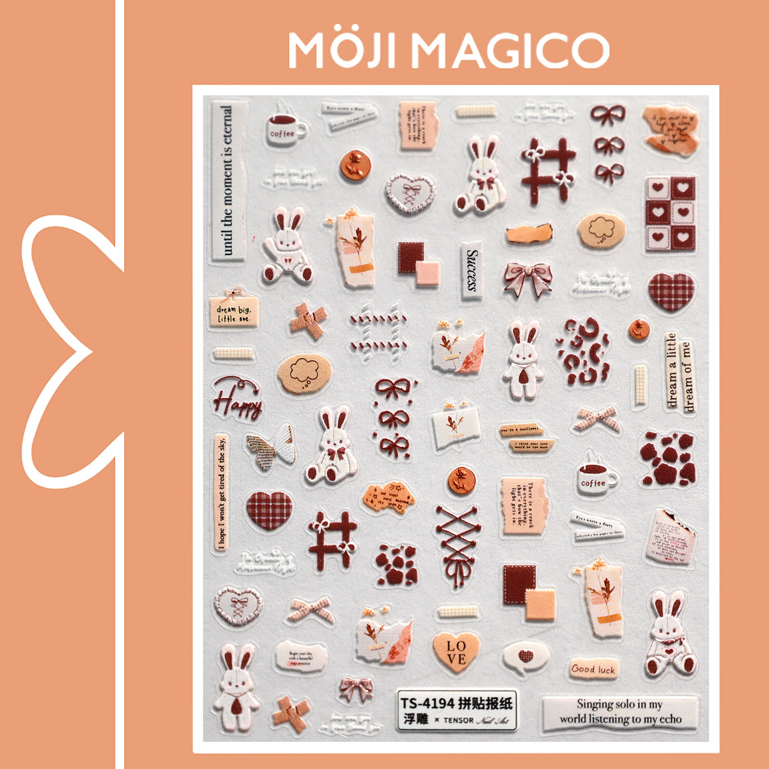 茉季温暖系拼贴报纸元素微浮雕美甲贴纸防水指甲贴装饰饰品4194,彩妆/香水/美妆工具,美甲工具,淘宝优惠券,粉丝福利购,淘宝优惠卷