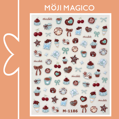 茉季果冻胶甜品咖啡下午茶美甲贴纸防水指甲贴装饰贴花饰品M1186
