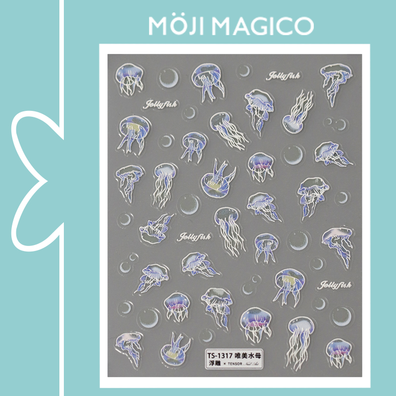 茉季中国美甲贴纸立体浮雕效果