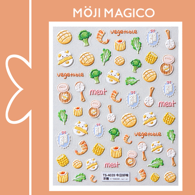 茉季卡通美味小笼包食物美甲贴纸防水指甲贴装饰贴花饰品4039