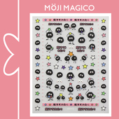 茉季 卡通可爱黑煤球立体美甲贴纸防水指甲贴装 饰贴花饰品kx313