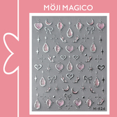 饰饰品M524 茉季 烫银银底果冻胶爱心蝴蝶美甲贴纸防水指甲贴装 531