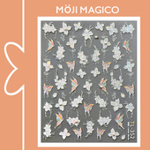 茉季 炫彩蝴蝶花朵玻璃碎点珍珠美甲贴纸防水指甲贴装 饰饰品TL352