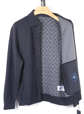 金利来针织外套 秋冬款翻领纯色男士毛衣外套新款MWK22131409-88