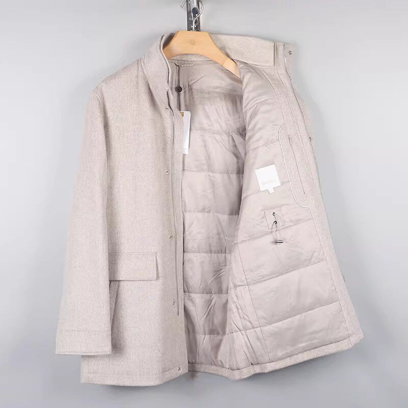 金利来男装棉衣 2024冬新款中长款厚款纯羊绒棉服MXSGA1913004-17