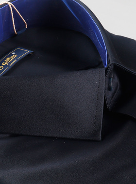 金利来男装秋季商务上班黑色修身长袖衬衫2023新款MSL23211710-99