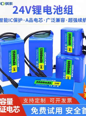 24V锂电池组6串18650大容量25.2伏电瓶监控灯可充电户外电源电机