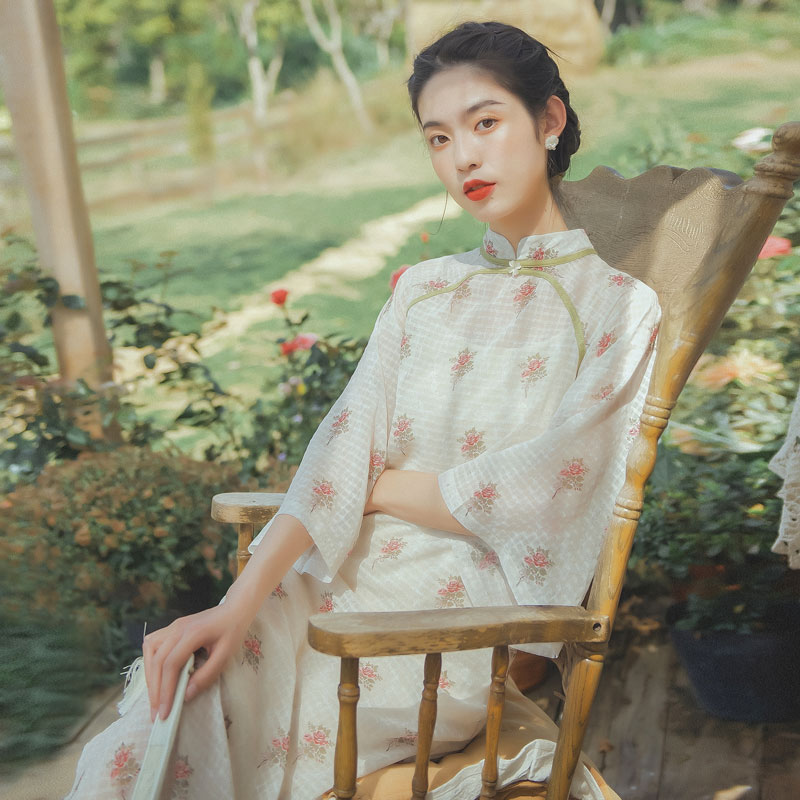 连衣裙夏季碎花长旗袍仙气雪纺