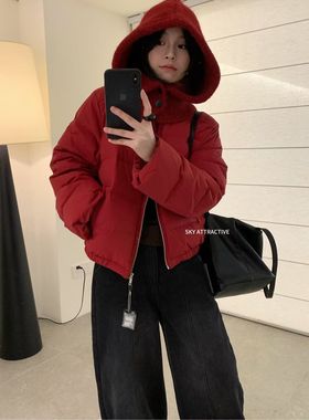 sky98506新款羽绒服加厚羽绒短款冬季翻领超轻夹克羽绒服女外套