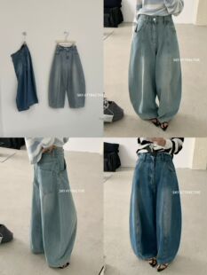 sky3052韩系春款韩系高腰直筒显瘦2026休闲女阔腿弯刀牛仔裤子
