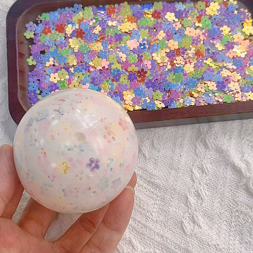 「花海」手作球diy肌中力填充球亮片填充手工球解压玩具成品