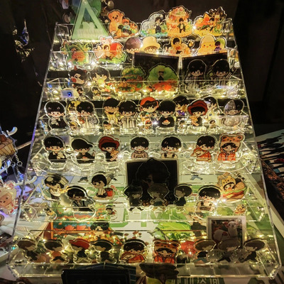 吧唧立牌透明多层阶梯收纳盒