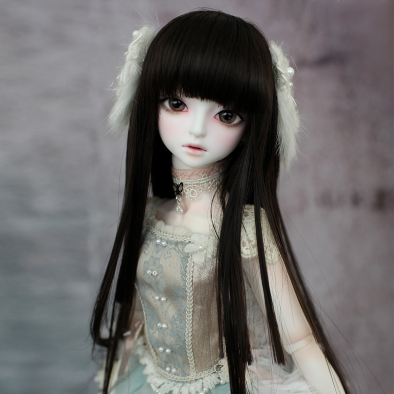BJD假发 黑色公主切长发 直发 古风 3分4分6分 送头贴 齐刘海假发