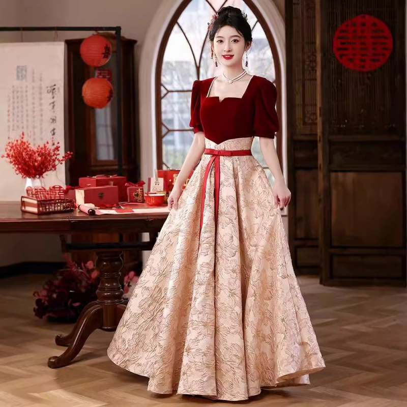 敬酒服法式订婚礼服裙女2025新款