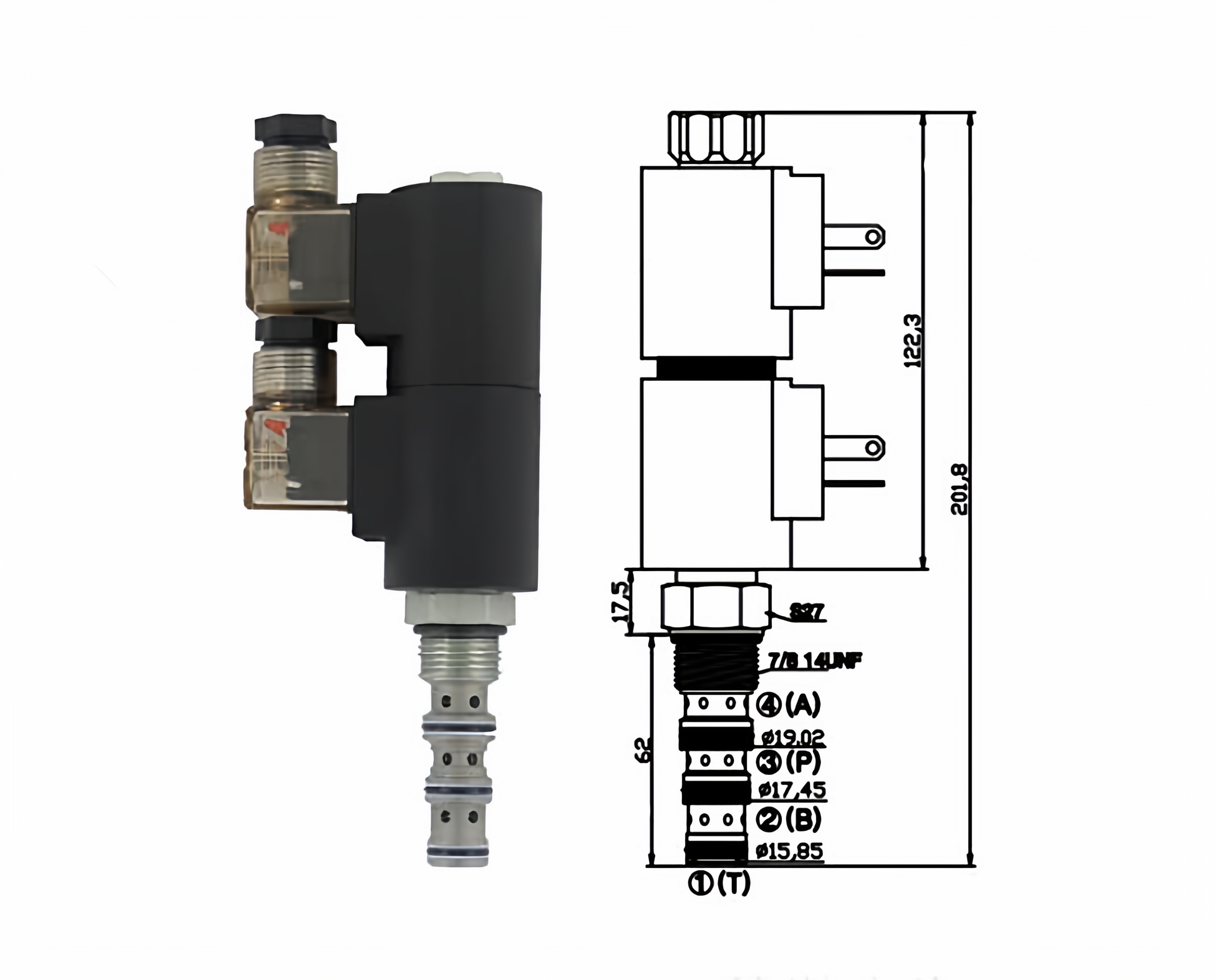 液压螺纹插装三位四通电磁阀-滑阀型HSV2-10-340