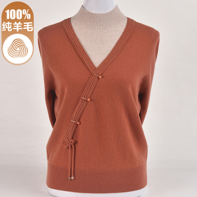 妈妈秋冬新款100纯羊毛衫