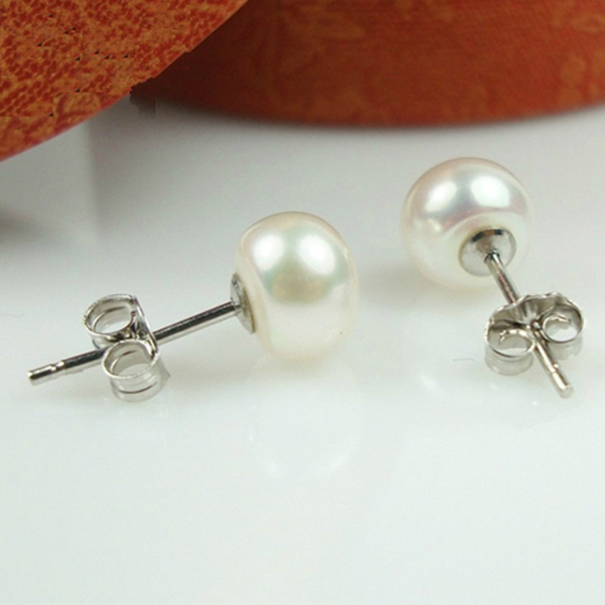 天然珍珠耳钉强光925银针