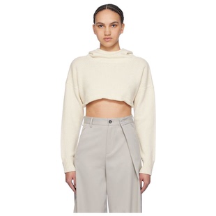 Maison 灰白色 Mm6 Margiela Cropped 连帽卫衣女百搭男女同款