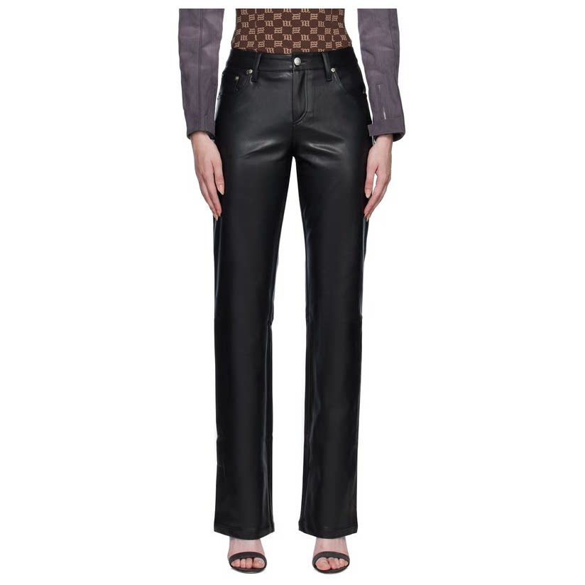 misbhv 黑色合成皮革长裤女