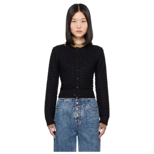 黑色条纹针织开衫 Maison 经典 Mm6 套头衫 女针织衫 Margiela 时尚