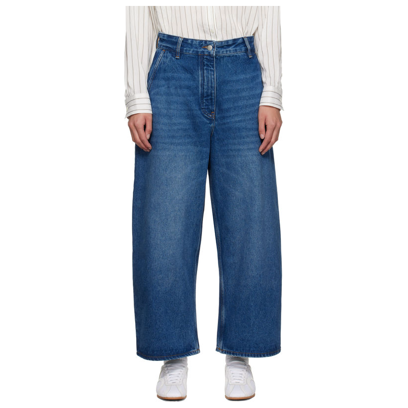 studio nicholson 蓝色 Chalco Cropped 牛仔裤女设计感软牛仔