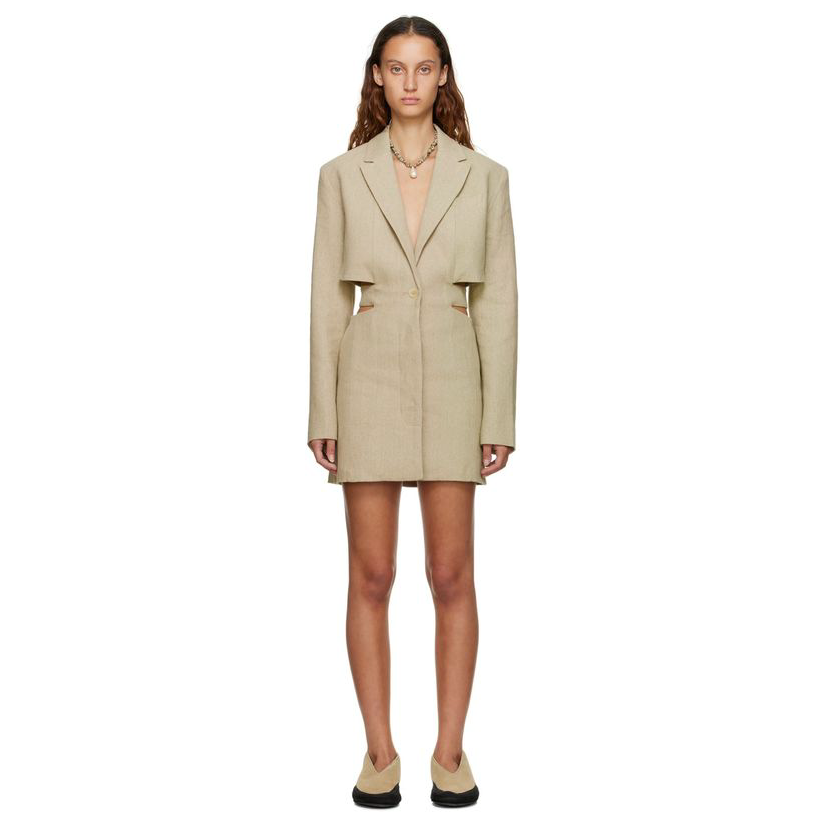 Jacquemus 驼色 Le Papier 系列 La Robe Bari 连衣裙女OL风裙
