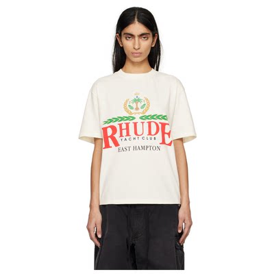 Rhude 灰白色 East Hampton T 恤女