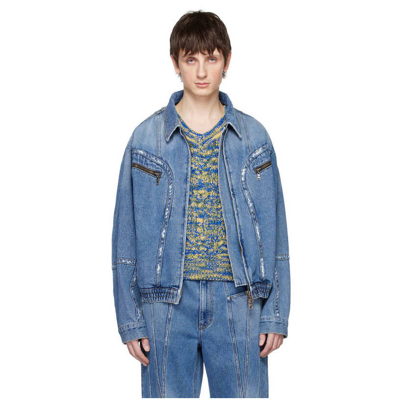 andersson bell 蓝色拉链牛仔夹克短外套女 男