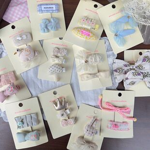 mumudora韩系新款 早春布艺蝴蝶结儿童发夹甜美百搭侧边夹 包邮 满88