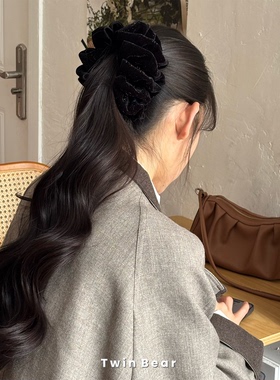 黑色亮片丝绒满天星高级感发夹