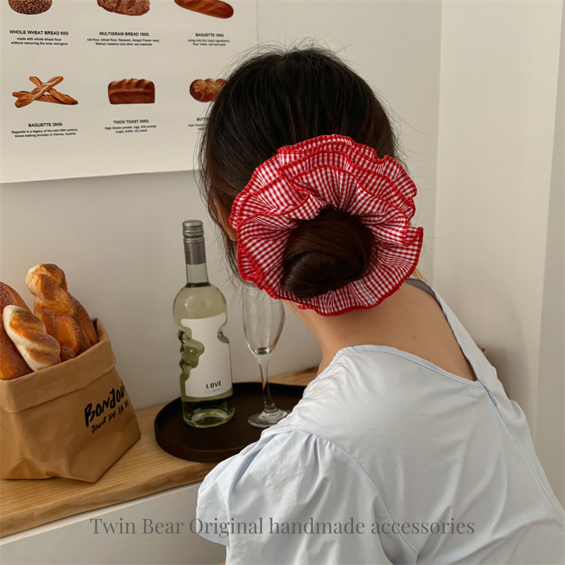 大肠发圈纯棉ins复古风撞色设计