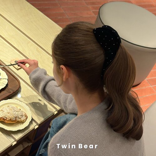 丝绒烫钻蝴蝶结马尾夹