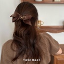 洋气又复古 格子毛呢蝴蝶结懒人夹后脑勺盘发夹减龄少女心发卡