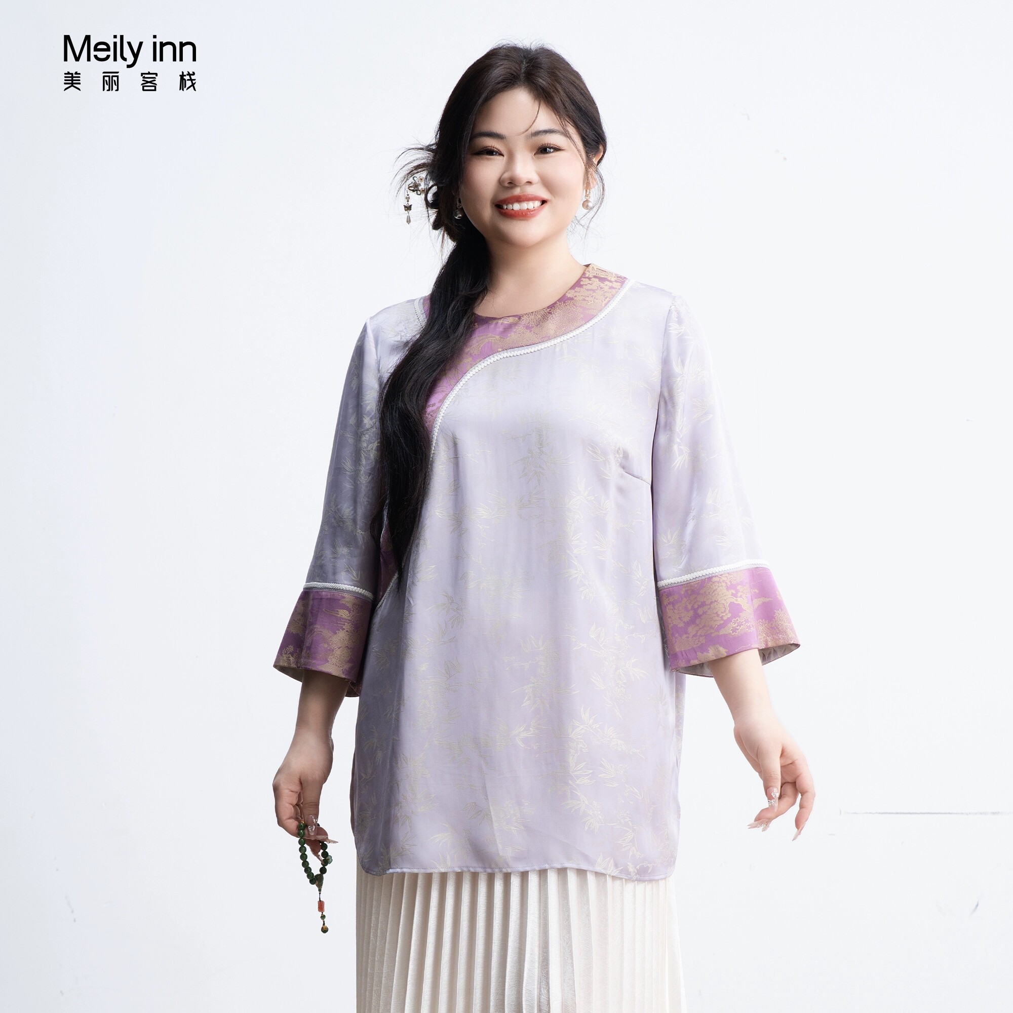 美丽客栈原创高端大码女装胖mm中国风加肥加大新中式复古撞色上衣