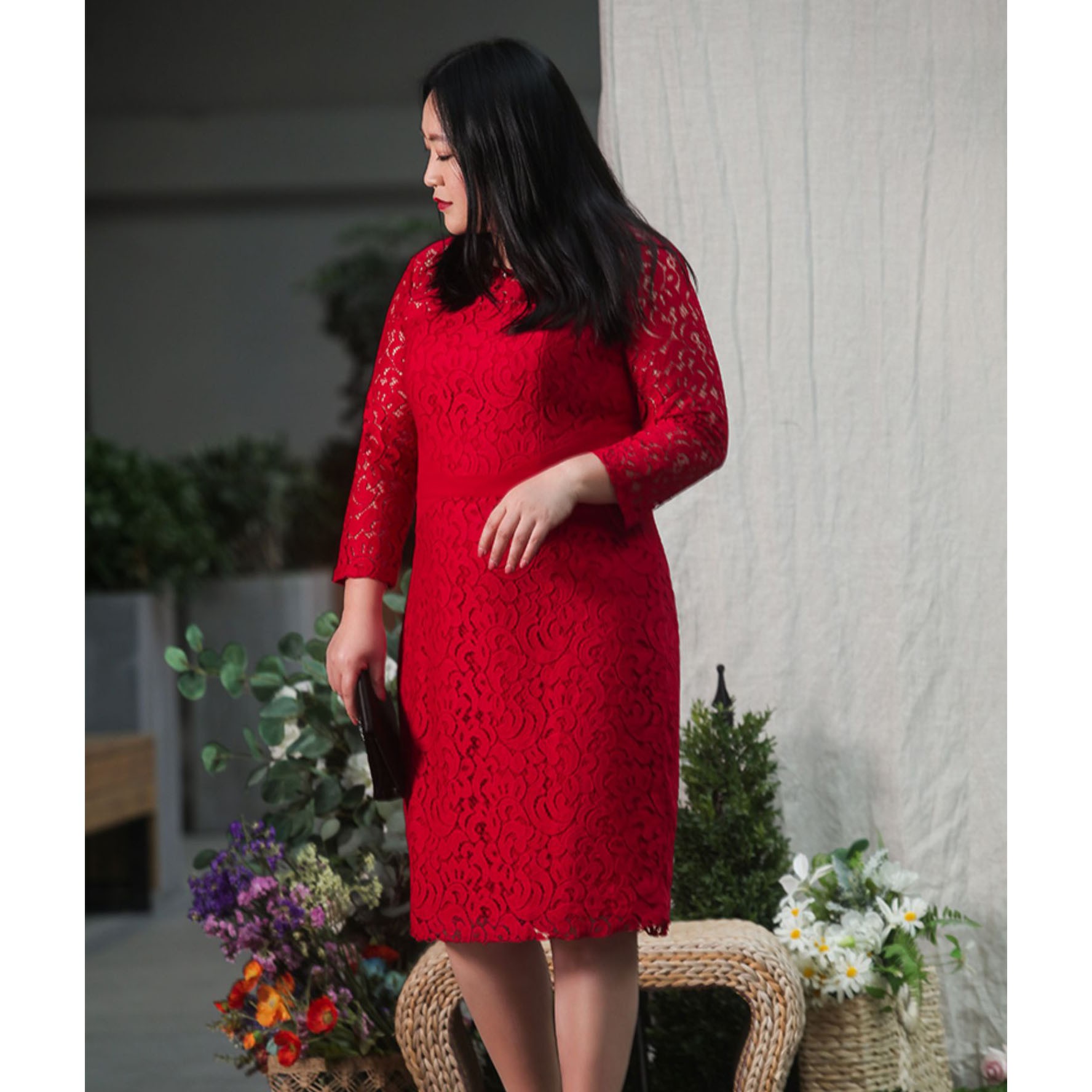 大码女装蕾丝连衣裙女