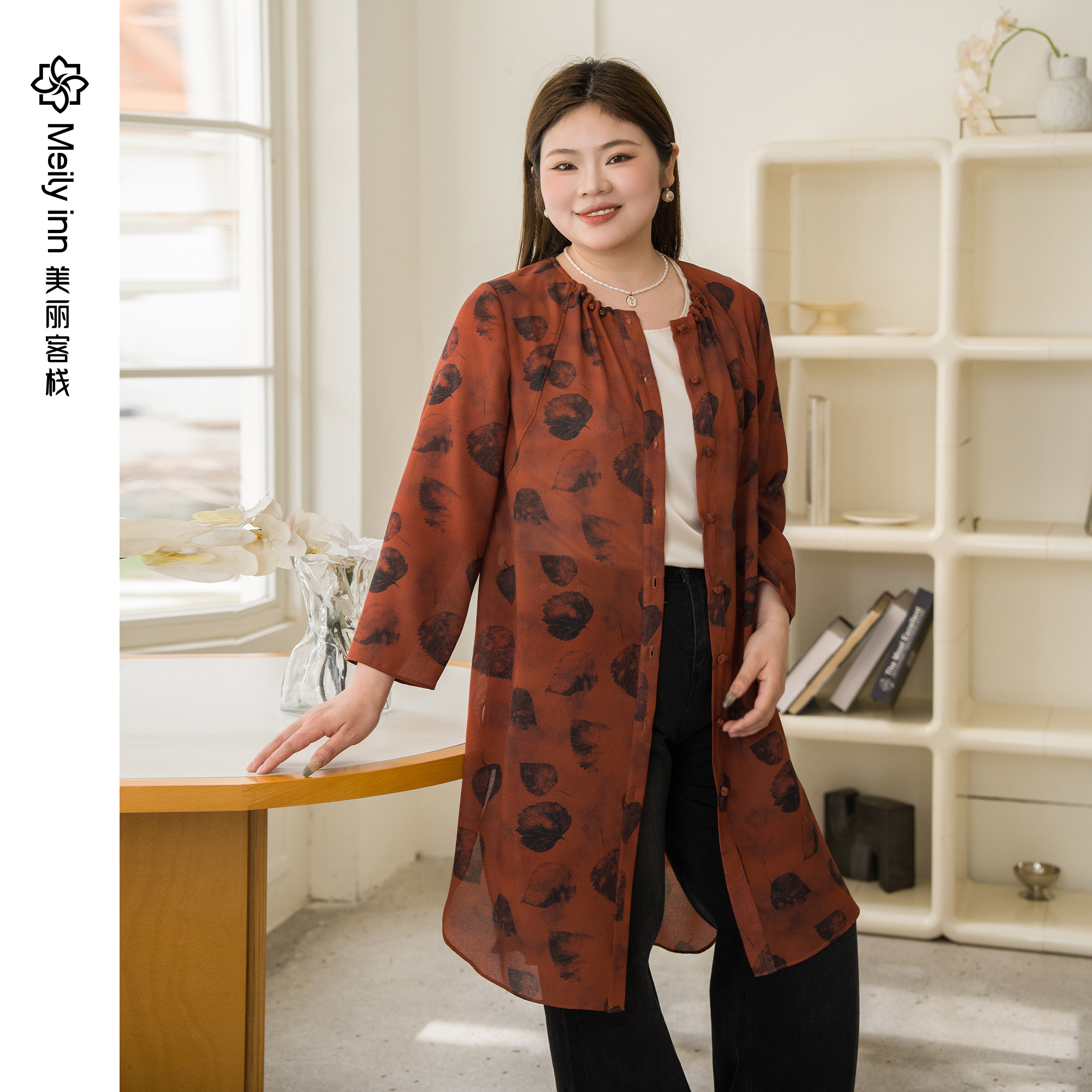 美丽客栈原创高端大码女装胖mm200斤加肥加大文艺休闲长款衬衫春