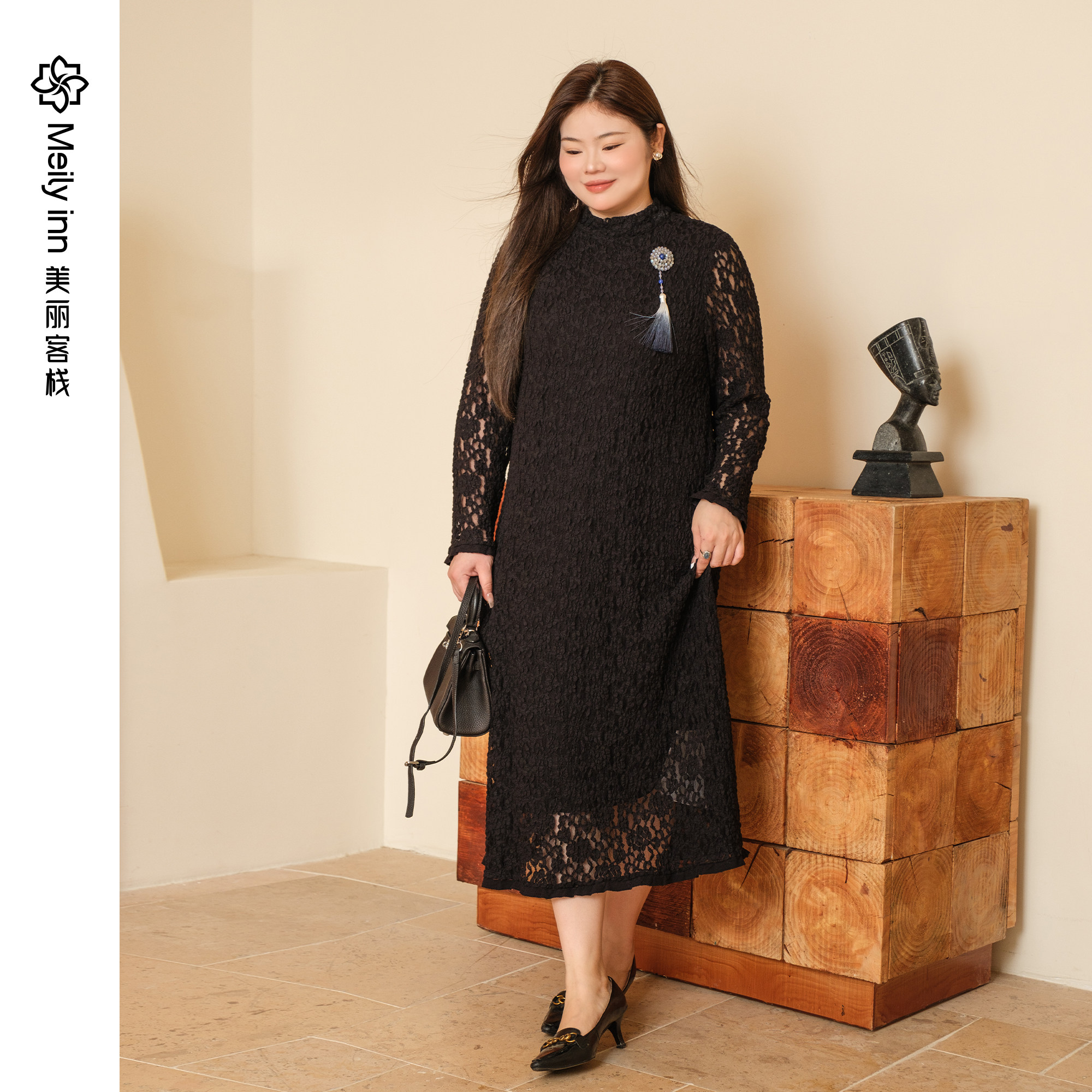 【蕾丝提花】美丽客栈新款高级感百搭打底裙大码女装定制连衣裙女