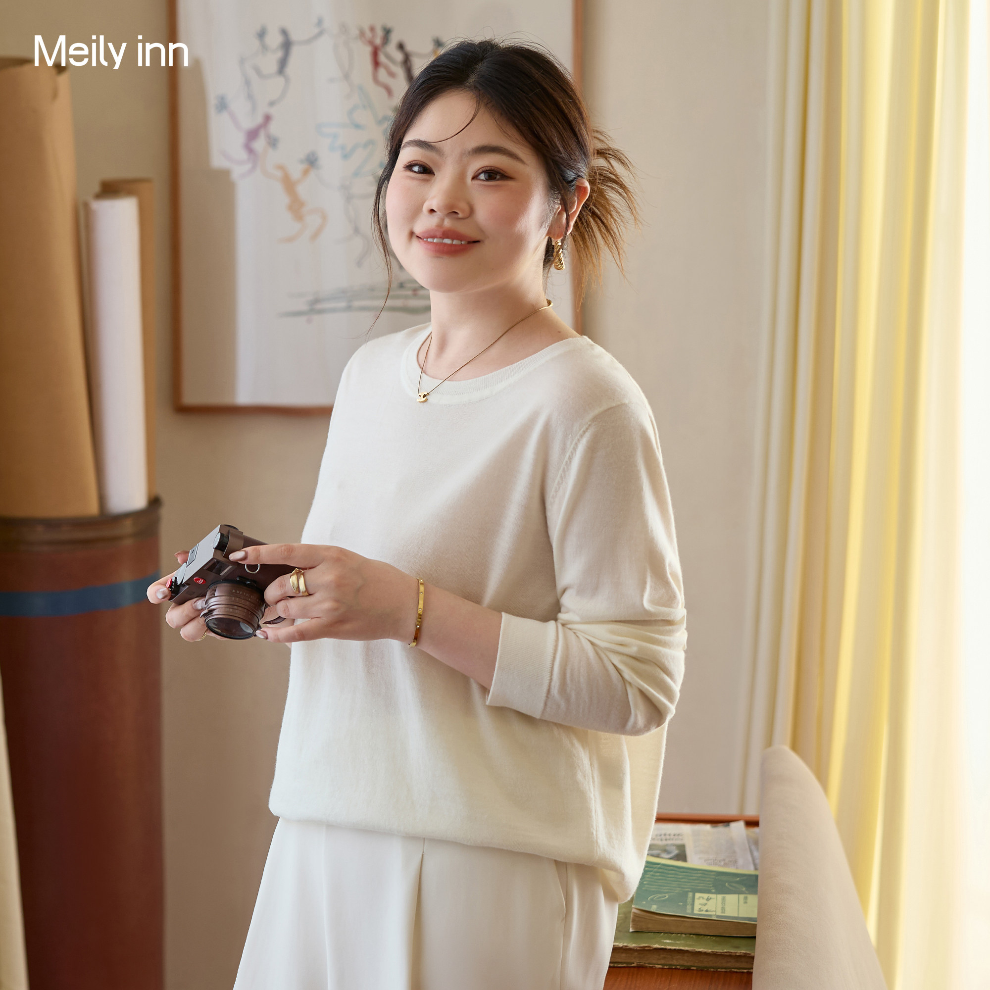 【100%绵羊毛】美丽客栈大码女装2025秋季新款胖mm巨显瘦针织衫女
