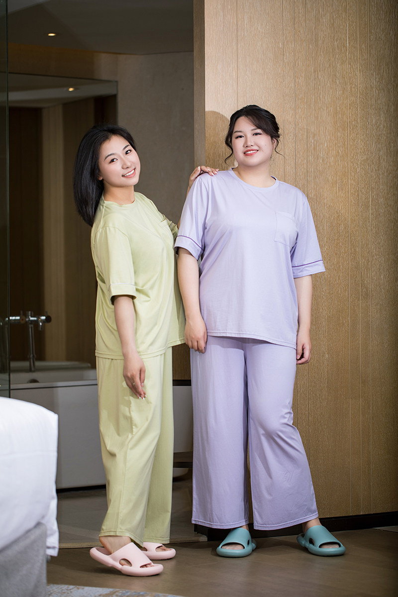 家居服 2025年夏季新款莫代尔棉凉感轻薄大码女装休闲睡衣女套装