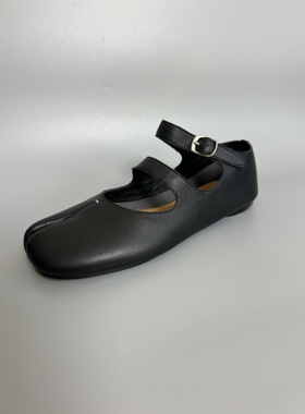 2025秋冬新款外贸原厂软底玛丽珍分趾真皮女皮鞋黑色平底舞蹈鞋