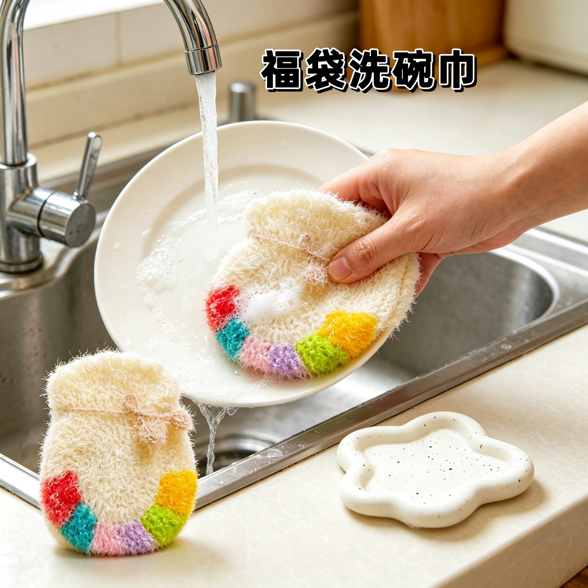 纯手工韩国福袋洗碗巾钩织刷碗刷锅抹布百洁布菜瓜布摸布百洁布