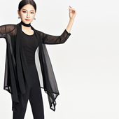 IFV拉丁舞服女式 练功服显瘦外披国标3025 成人上衣连衣裙网纱罩衫