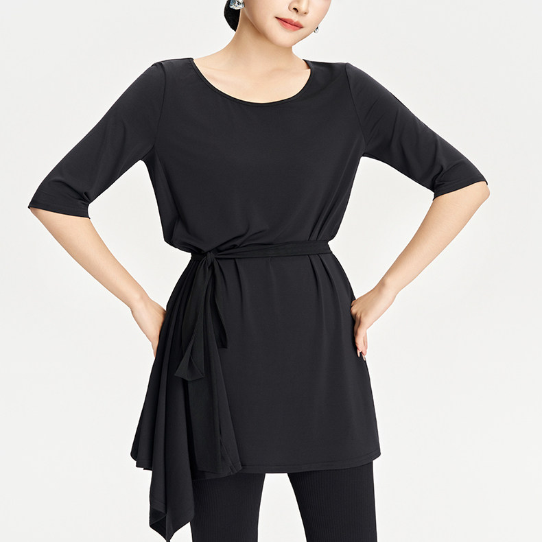 IFV女式拉丁舞服国标服练功服连衣裙上衣中袖宽松显瘦罩衫3023