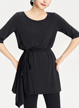 IFV女式拉丁舞服国标服练功服连衣裙上衣中袖宽松显瘦罩衫3023