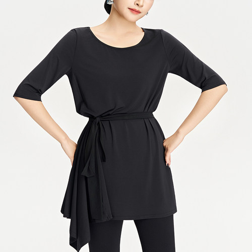 IFV女式拉丁舞服国标服练功服连衣裙上衣中袖宽松显瘦罩衫3023