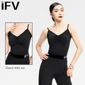 吊带拉丁舞摩登舞服练功服IFV1040上衣连体衣显瘦带胸垫形体服