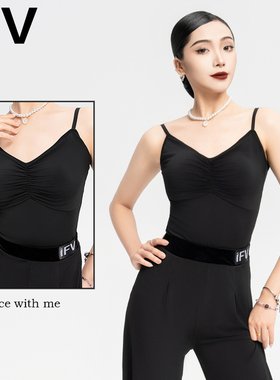 吊带拉丁舞摩登舞服练功服IFV1040上衣连体衣显瘦带胸垫形体服
