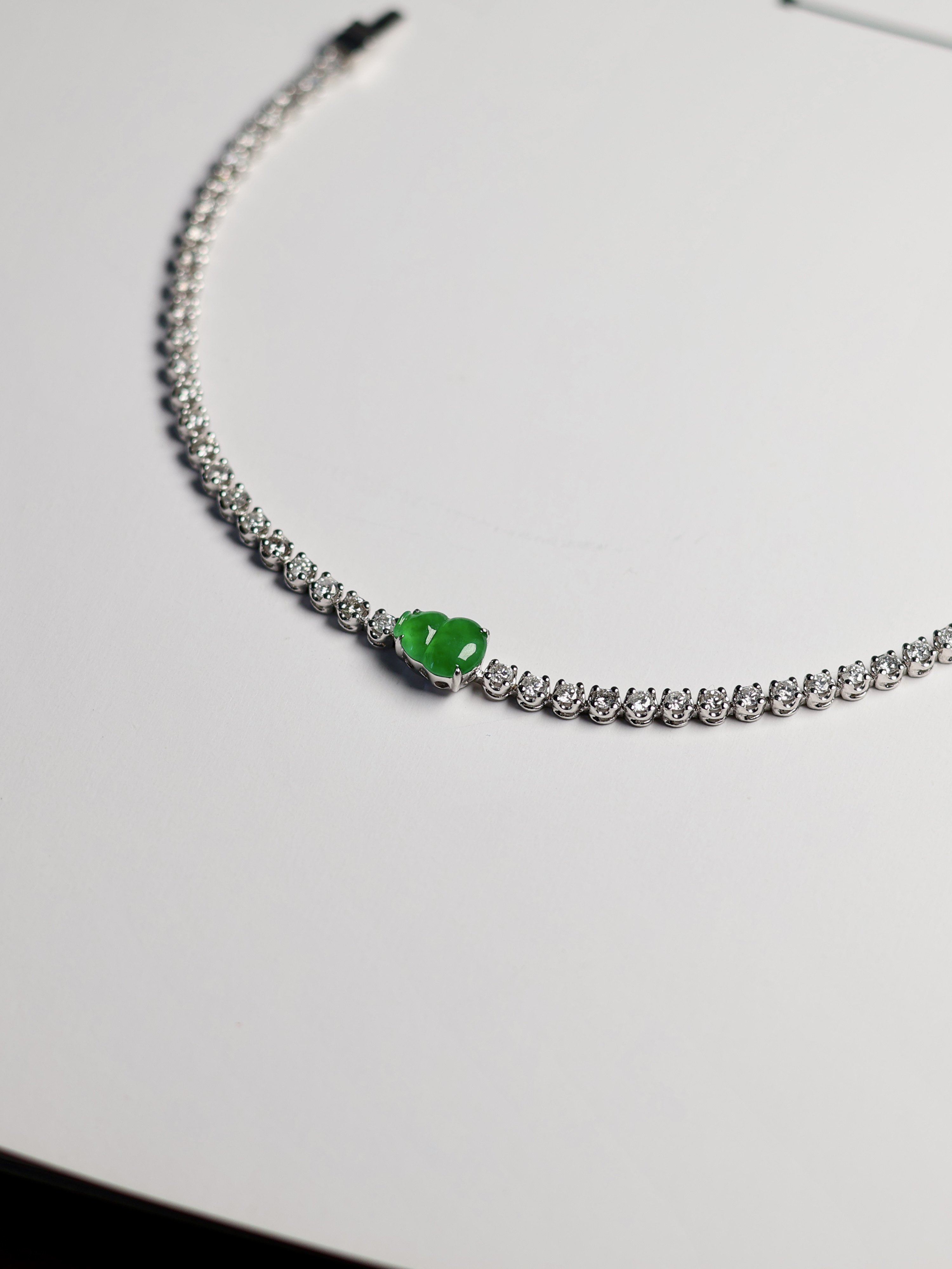 ［福禄双全］新原创设计冰种阳绿起光葫芦18k钻石高级珠宝女手链,珠宝/钻石/翡翠,手链/手串,淘宝优惠券,粉丝福利购,淘宝优惠卷