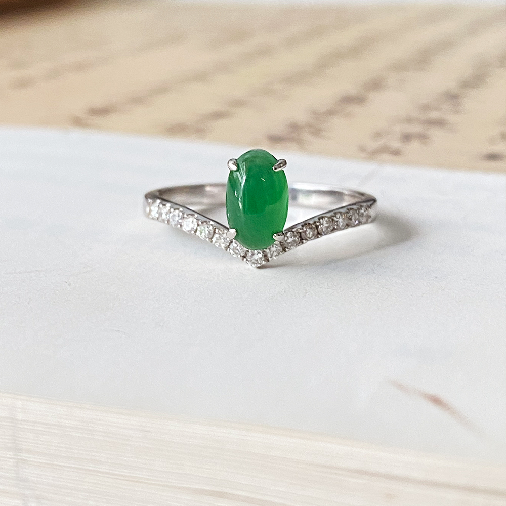 【小皇冠】现货双11起光正阳绿缅甸翡翠A货高级18K公主简约女戒指