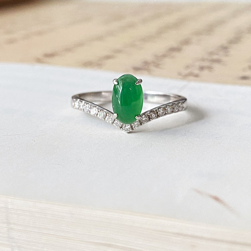 【小皇冠】现货双11起光正阳绿缅甸翡翠A货高级18K公主简约女戒指